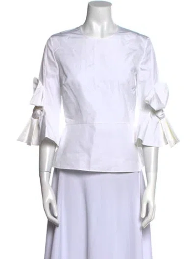 Pre-owned Roksanda Crew Neck Three-quarter Sleeve Blouse In White
