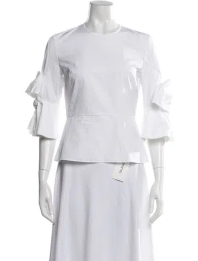 Pre-owned Roksanda Crew Neck Three-quarter Sleeve Blouse In White