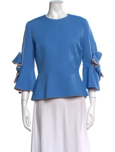 Pre-owned Roksanda Crew Neck Three-quarter Sleeve Top In Blue