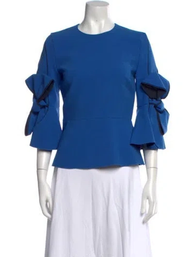 Pre-owned Roksanda Crew Neck Three-quarter Sleeve Top In Blue