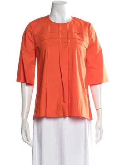 Pre-owned Roksanda Crew Neck Three-quarter Sleeve Top In Orange
