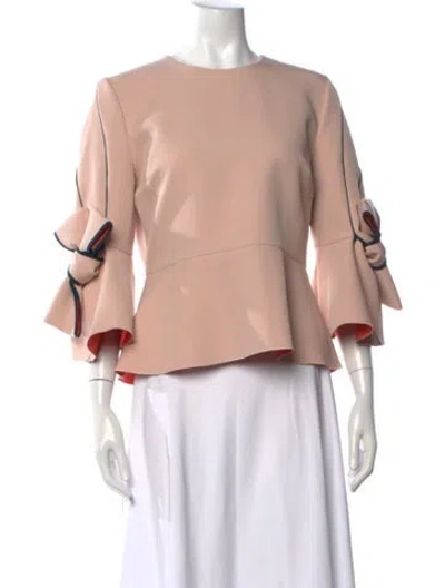 Pre-owned Roksanda Crew Neck Three-quarter Sleeve Top In Pink