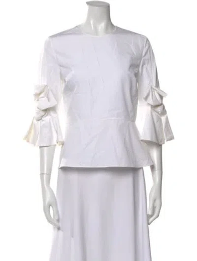 Pre-owned Roksanda Crew Neck Three-quarter Sleeve Top In White
