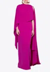 Roksanda Demetria Cape-effect Pleated Crepe Gown In Fuchsia