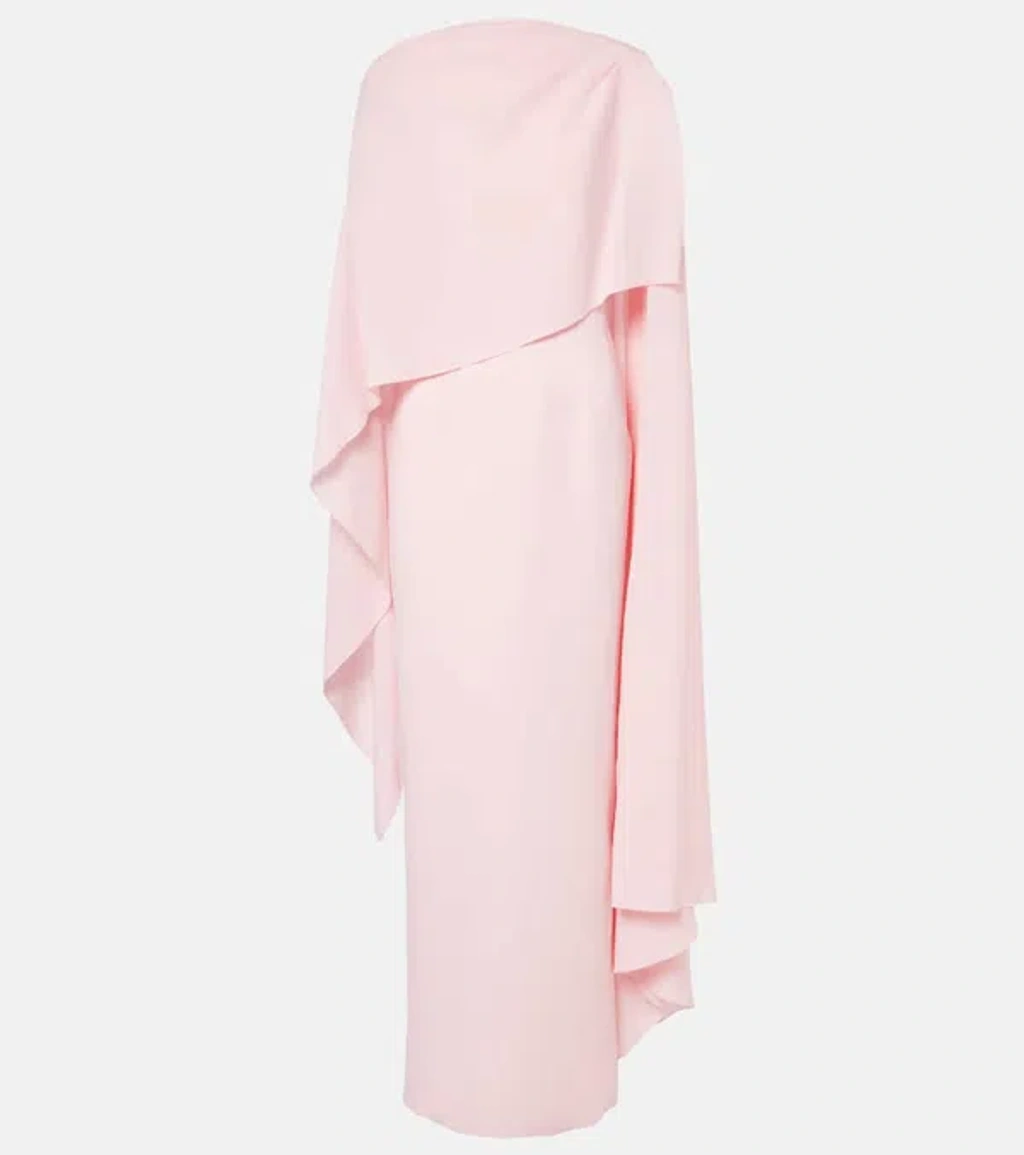 roksanda dress pink Bright pink Demetria cape-effect pleated crepe gown | ROKSANDA