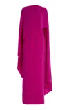 Roksanda Demetria Cape-effect Pleated Crepe Gown In Pink