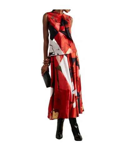 Roksanda Draped Printed Satin Tank In Multi