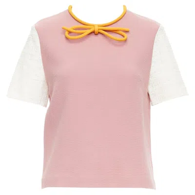 Pre-owned Roksanda Dusty Pink Wool Cotton Blend Orange Bow Front Top