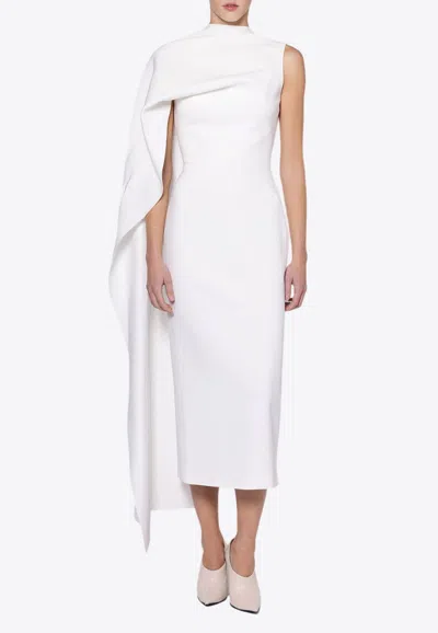 Roksanda Demetria Cape-effect Crepe Midi Dress In White