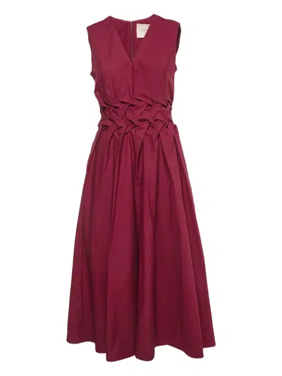 Pre-owned Roksanda Eifal Gathered Midi Dress In Red