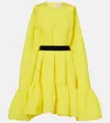 Roksanda Elia Caped Ruffled Cloque Minidress In Yellow