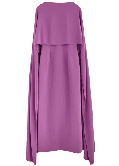 Roksanda Elina Cape-effect Crepe Gown In Purple