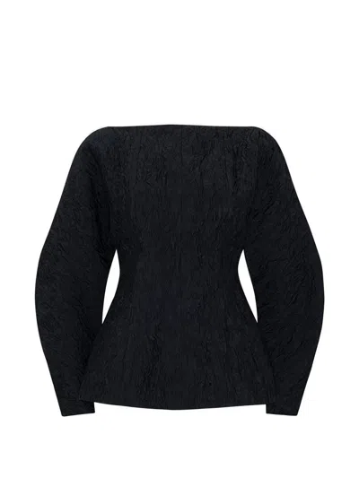 Roksanda Eni Crinkled-effect Long-sleeved Blouse In Black