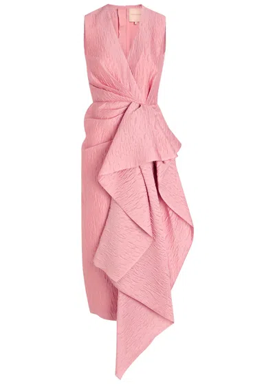 Roksanda Esra Cascading Cloqué Midi Dress In Pink