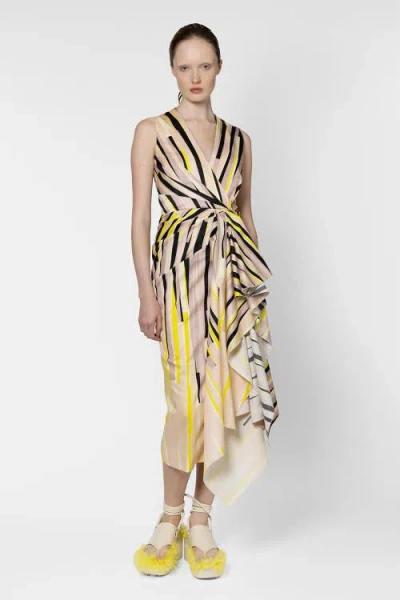 Roksanda Esra Stripe Cotton Fitted Midi Dress In Multi