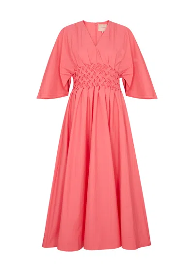 Roksanda Esti Cotton-poplin Midi Dress In Pink