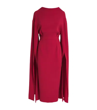 Roksanda Extra Long-sleeve Nour Midi Dress In Red