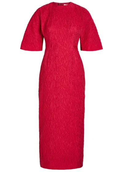 Roksanda Falah Cloqué Midi Dress In Red