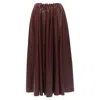 Roksanda Faux Leather Wool Lined Ruched Waist A-line Midi Skirt In Red