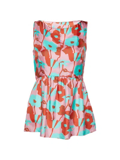 Pre-owned Roksanda Floral-print Peplum Top In Pink