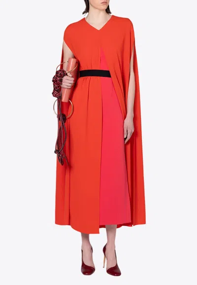 Roksanda Fyera Cape-overlay Midi Dress In Red
