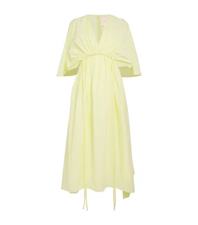 Roksanda Gathered Daria Midi Dress In Yellow