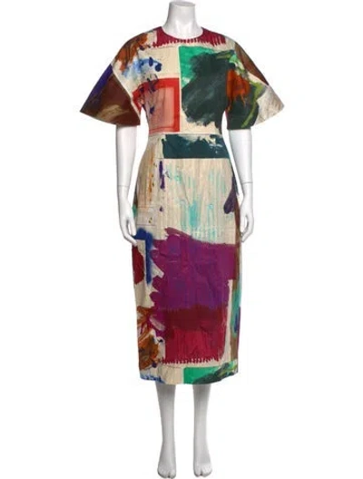 Pre-owned Roksanda Graphic Print Midi Length Dress W/ Tags In Multi