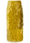 Roksanda Halin Embellished Midi Mesh Skirt In Yellow