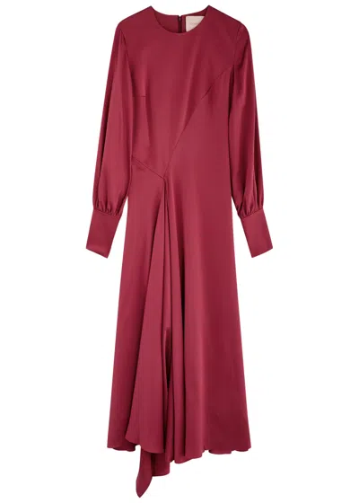 Roksanda Hayat Draped Silk-satin Midi Dress In Red