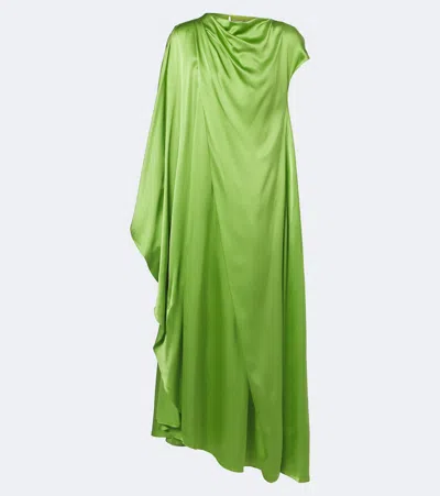 Roksanda Green Asytmetric Draped Silk Hiba Dress In Multi