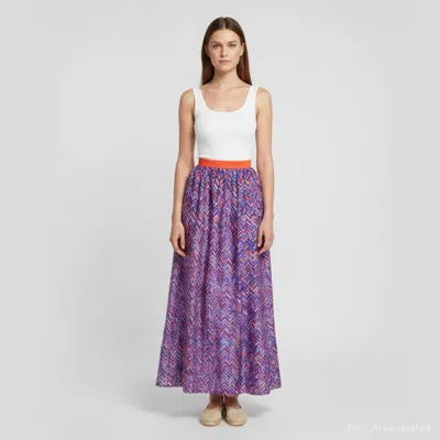 Roksanda Ilincic Purple Zig Zag Print Silk Blend Flared Maxi Skirt