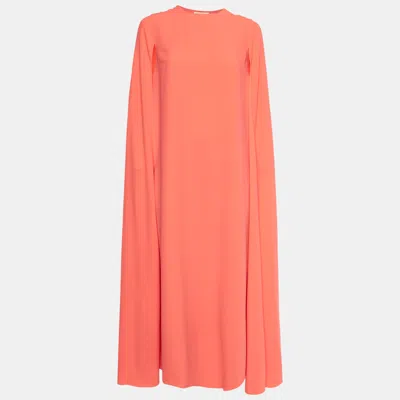 Pre-owned Roksanda Ilincic Roksanda Neon Orange Crepe Shoulder Cape Detail Midi Dress M