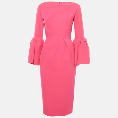 Pre-owned Roksanda Ilincic Roksanda Pink Stretch Crepe Bell Sleeve Midi Dress S