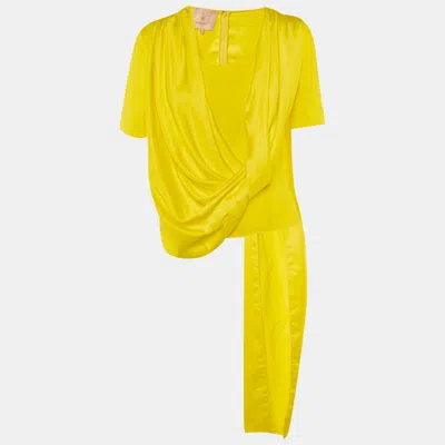 Pre-owned Roksanda Ilincic Yellow Satin Drape Top M