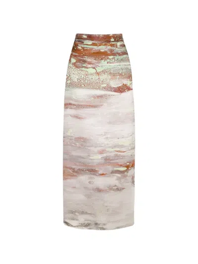Roksanda Irma Abstract-print Midi Skirt In Neutral