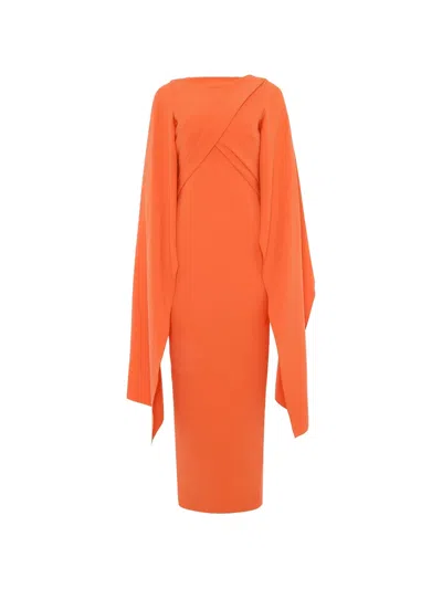 Roksanda Iven Cape-sleeve Maxi Dress In Orange