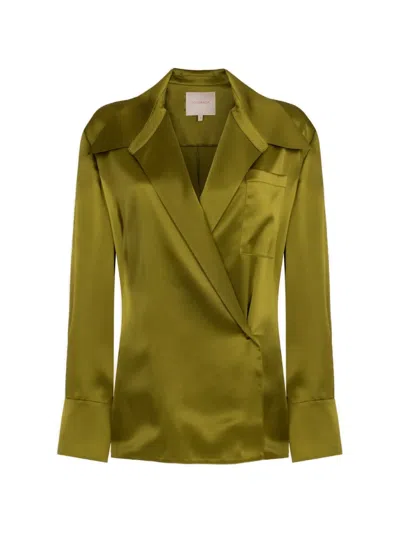 Roksanda Jana Silk-satin Top In Green