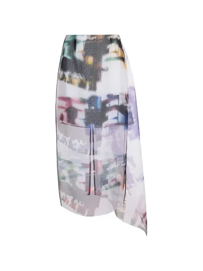 Roksanda Kairis Abstract-print Asymmetric Skirt In White