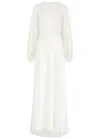 Roksanda Kami Cape-effect Silk-satin Gown In Ivory