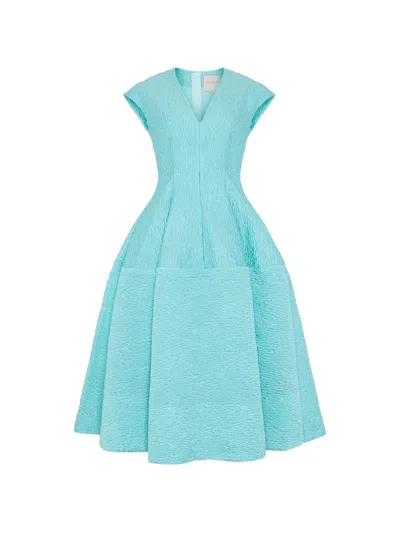 Roksanda Kova Textured-finish Midi Dress In Blue