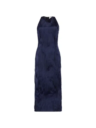 Roksanda Lene Fringe-trimmed Midi Dress In Blue