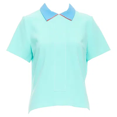 Pre-owned Roksanda Light Blue Colorblock Darted Short Sleeve Shirt Uk10 M