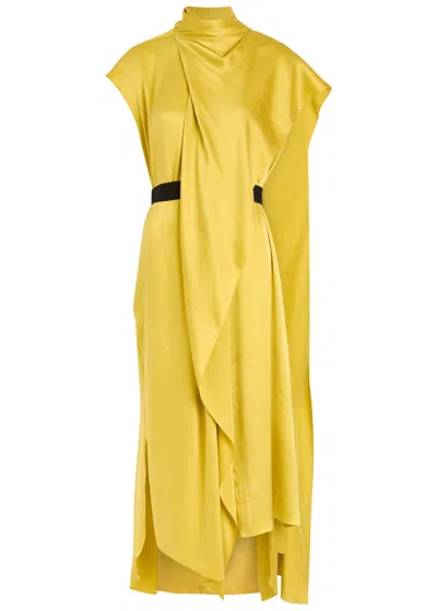 Roksanda Lysar Asymmetric Draped Silk Gown In Yellow