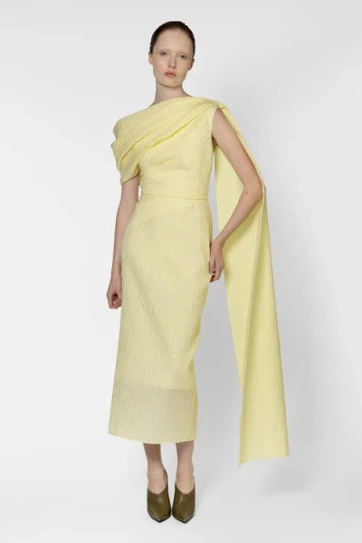 Roksanda Maite Asymmetric Textured Midi Dress In Yellow