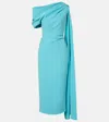 Roksanda Maite Caped Crêpe Midi Dress In Blue