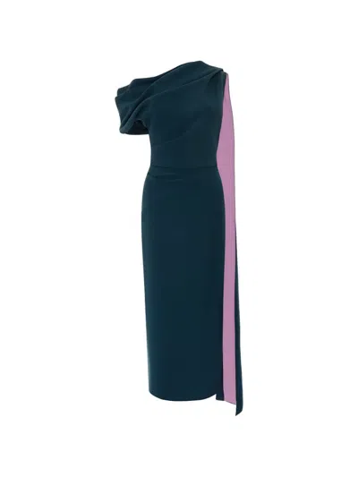 Roksanda Maite Draped Midi Dress In Blue