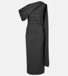 Roksanda Maite Herringbone Draped Midi Dress In Gray