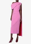 Roksanda Maite One-shoulder Draped Midi Dress In Pink