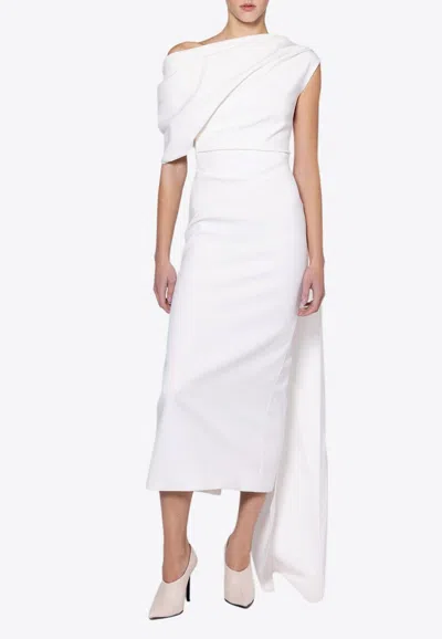 Roksanda Maite Shoulder-cape Midi Dress In White
