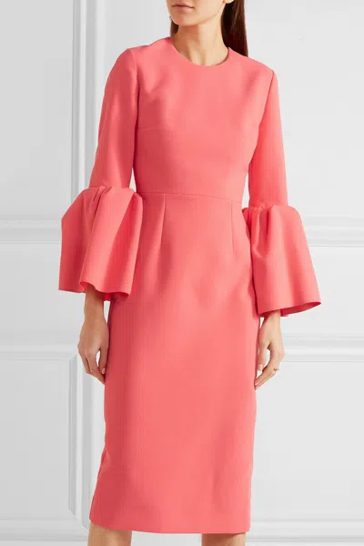 Pre-owned Roksanda Margot $1435  Crepe Dress Bell Sleeves Fitted Coral Pink Uk 6 8 10